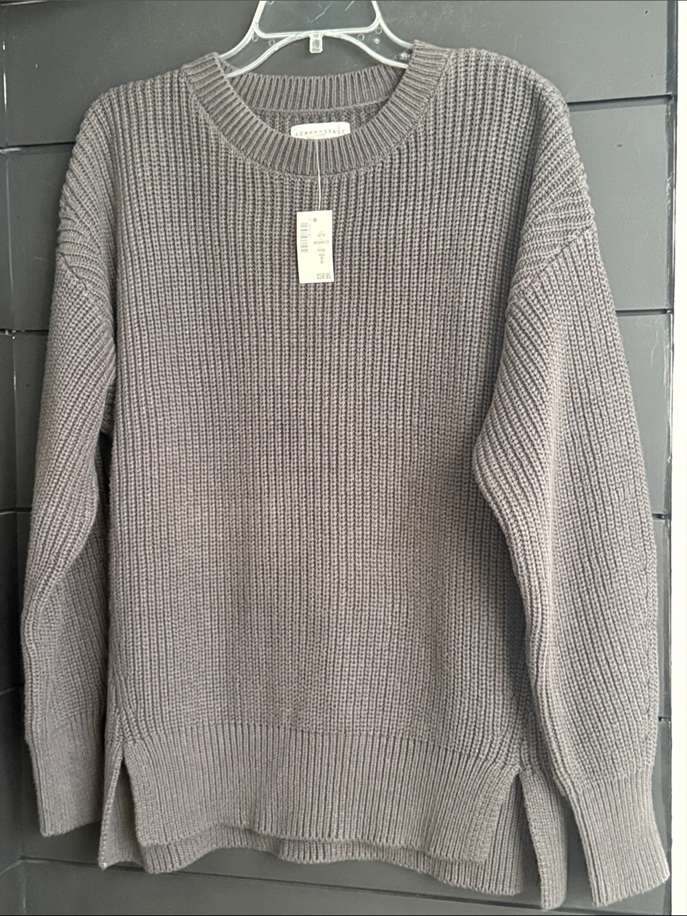 Aeropostale Women’s Ribbed Crewneck Sweater Gray S